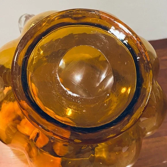 🍁🌟HP🌟VTG 1950s Hand-Blown Amber Glass Pitcher USA - Picture 9 of 9